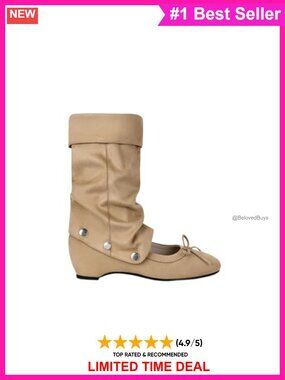 Convertible Ballet Bootie Faux Suede Hidden Wedge Pull-On Bow Flat